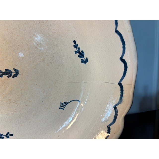 Ivory Large Antique Plate from Moustiers For Sale - Image 8 of 17