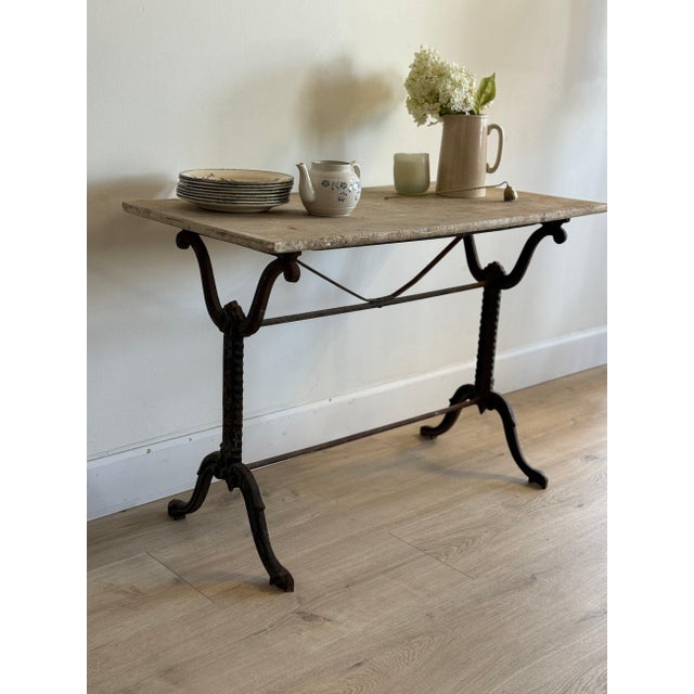 Antique Marble Bistro/Patio Table For Sale - Image 4 of 5