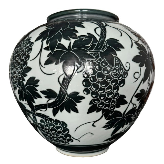 Contemporary Black and White Sgraffito Pot For Sale - Image 3 of 11