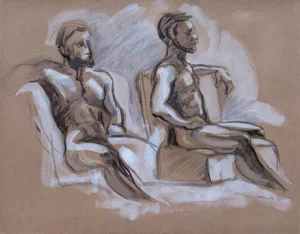 Contemporary Figure Drawing Seated Male Figure X Two
