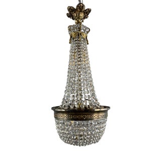 19th Century Bronze and Crystal Basket Chandelier For Sale