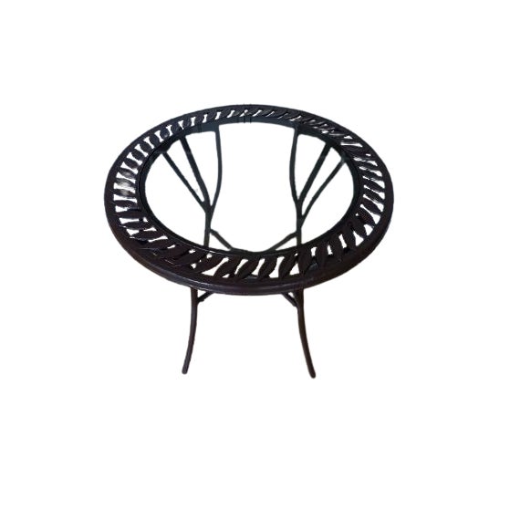 1970s 1970s Brown Copper Metal Round Patio Garden Table with Glass Top For Sale - Image 5 of 6