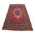 Vintage Anatolian Wool Area Rug, Bold Red Field With Navy Blue Geometric Medallion For Sale