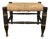 Antique Ebonized Hitchcock Stool / Footsool With Woven Rush Seat, Stenciling, & Spool Legs For Sale