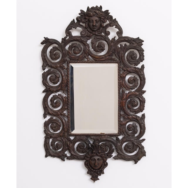 Black France Cast Bronze Womens Head Wall Mirror, 1880s For Sale - Image 8 of 8