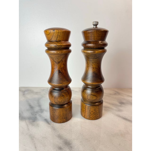 Mid 20th Century Goodwood Hardwood Salt & Pepper Shakers — Handcrafted Wood Tableware Set For Sale In Seattle - Image 6 of 8