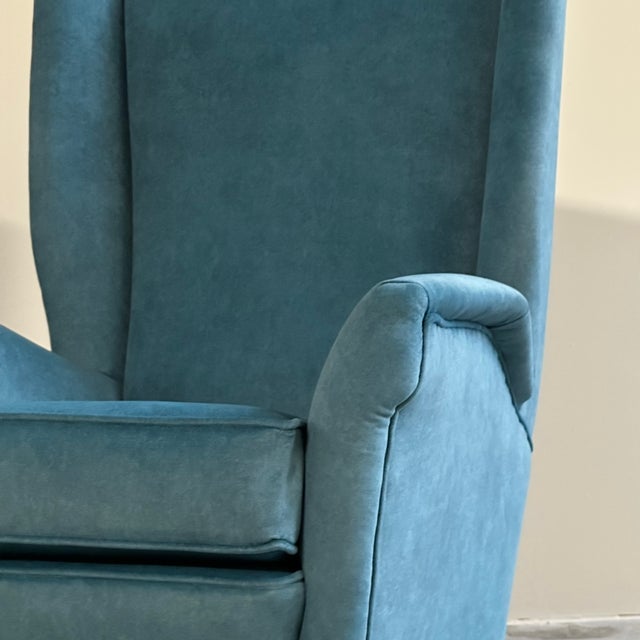 Italian Petrol Blue Lounge Chairs, 1950s, Set of 2 For Sale - Image 6 of 8