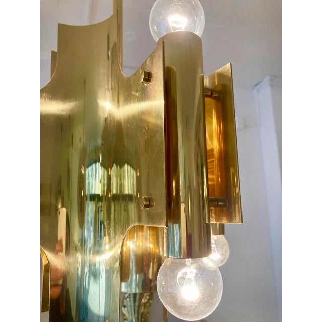 Gold Vintage Italian Brass Pendant by Gaetano Sciolari, 1970 For Sale - Image 8 of 15