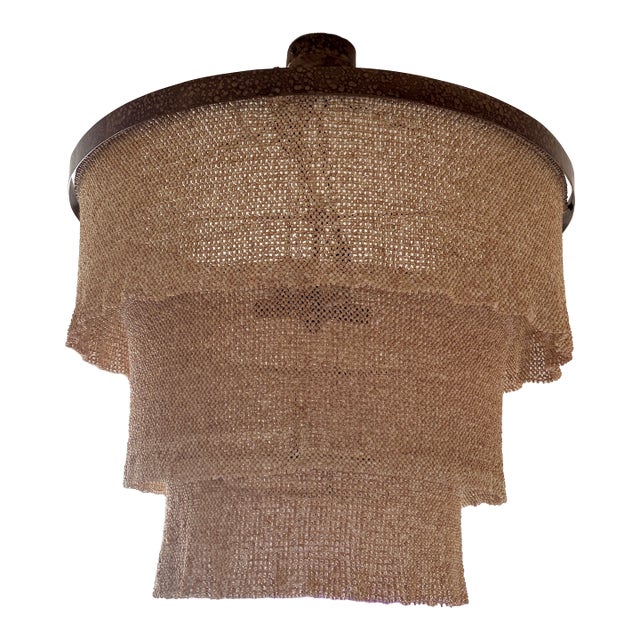 Made Goods Chandelier Boho Chic Wood Beaded. Tan/Sand Color For Sale