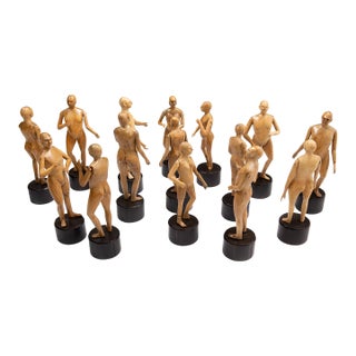 Group of 15 Carved Wood Sculpture Figural Studies or Artist Models, 20th Century For Sale