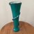 Italian Vintage Deep Teal Murano Studio Art Glass Trumpet Vase With Spiraling Accent Signed by Artist For Sale - Image 3 of 12