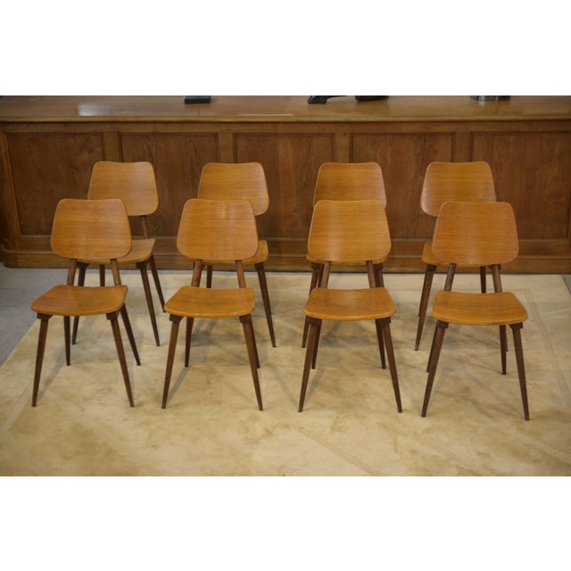 Vintage Brown Oak Chairs, 1960s, Set of 8 For Sale - Image 10 of 11