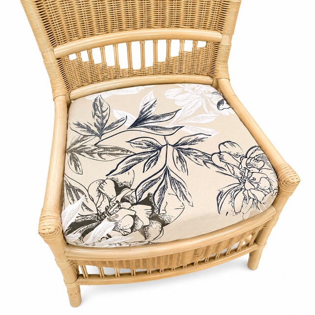 Vintage Rattan Wicker Dining Set Oval Beveled Glass Table 6 Chairs Coastal Boho For Sale In Philadelphia - Image 6 of 9