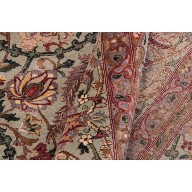 Textile Shabby Chic 1990's Kashan Pak-Persian Green/Green Wool Rug - 9'3'' X 11'9'' For Sale - Image 7 of 9