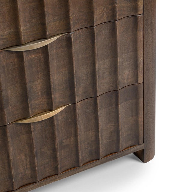 Wood Harlow Chocolate Fluted Wood Organic Modern Dresser For Sale - Image 7 of 7