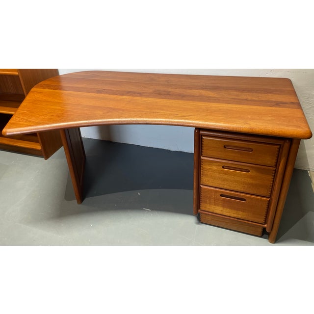 Danish Teak Desk with Drawer Cabinet and Extension Table, Set of 3 For Sale - Image 6 of 18