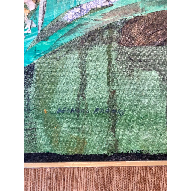 Leonard Brooks, Large Canadian Mexican Modernist Figurative Abstract Collage Painting Landscape, 1984 For Sale In Miami - Image 6 of 13