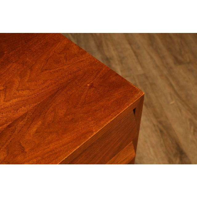 Merton Gershun For American Of Martinsville Mid Century Modern Walnut Lowboy Dresser For Sale - Image 12 of 18