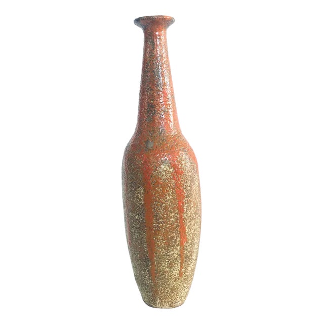 Midcentury Studio Pottery Tall Thick Glazed Vase, 1960s For Sale
