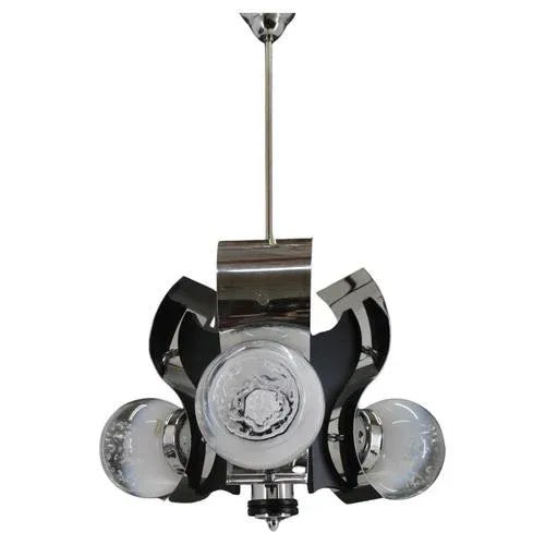 Vintage Italian Chrome Plated Chandelier, 1970s For Sale - Image 13 of 13