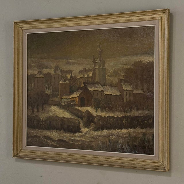 Framed Oil Painting on Board by Maurice Fourneau (1900-1990) 'Winter Village' For Sale - Image 4 of 15