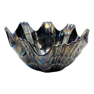 Mid-Century Modern Italian Metallic Luster Shell Bowl by Bertoncello Ceramiche, 1970s For Sale