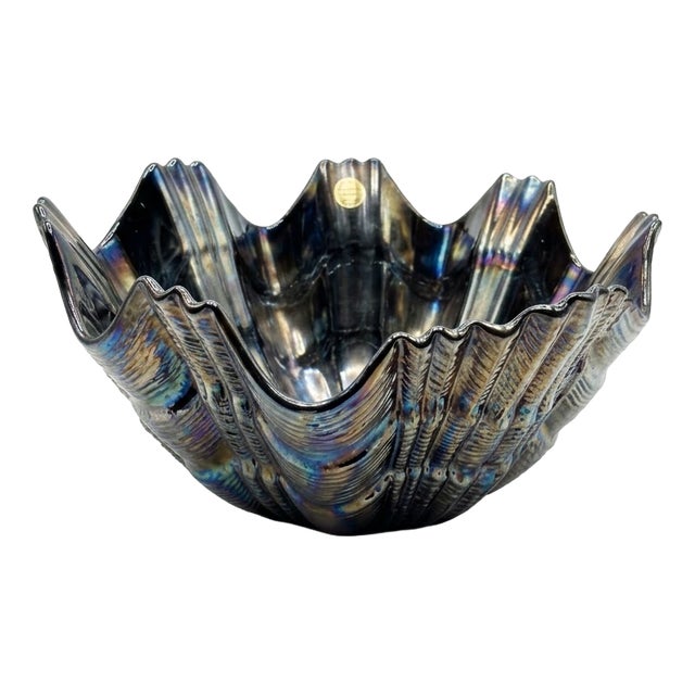 Mid-Century Modern Italian Metallic Luster Shell Bowl by Bertoncello Ceramiche, 1970s For Sale