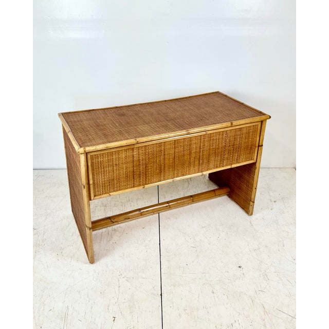 Brown Vintage Dal Vera Italian Rattan Bamboo Desk For Sale - Image 8 of 12