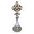 Handmade Crystal Cross Assemblage Sculpture on Cut Glass Bottle For Sale