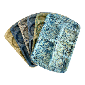 Melamine Spin-Art Divided Trays - Set of 6