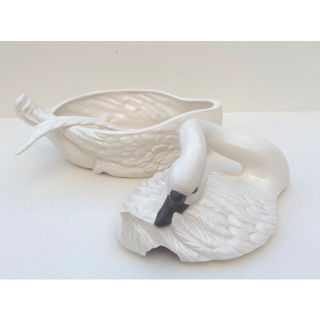 This vintage white ceramic tureen is shaped like a swan with wonderful attention to detail. The graceful lines of swans...