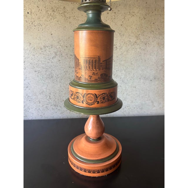 Olive 1940s French Neoclassical Painted Tole Table Lamps With Metal Shades - a Pair For Sale - Image 8 of 12