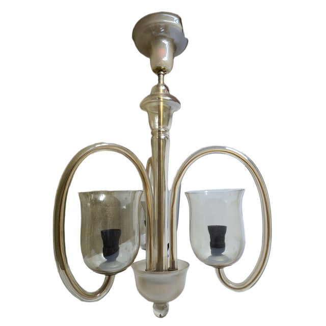 Art Deco Glass Style Chandelier, Former Czechoslovakia, 1930s For Sale - Image 13 of 13