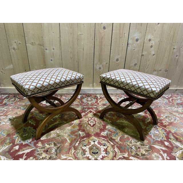 Curule Stools, Set of 2 For Sale - Image 5 of 9
