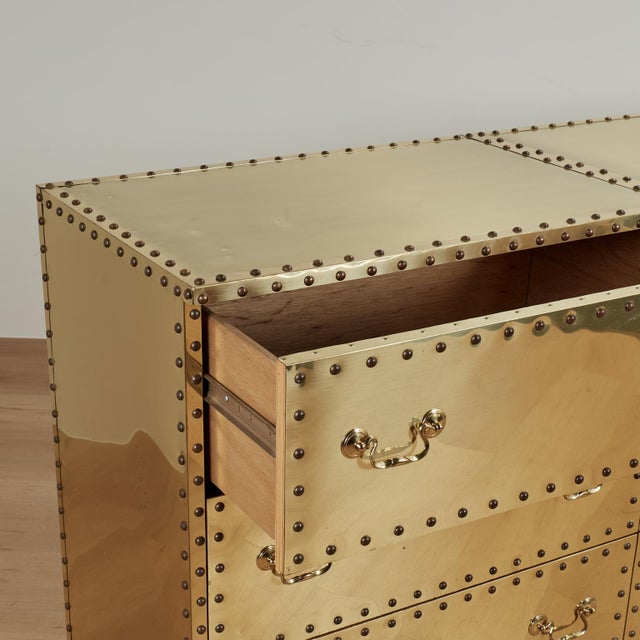 Vintage Sarreid Style Brass Triple Dresser For Sale - Image 9 of 17