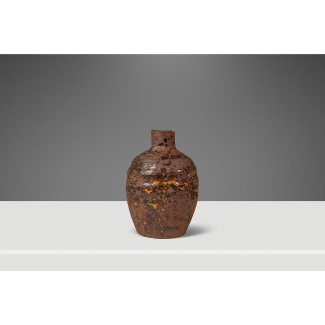 Set of Two (2) Miniature Vintage Ceramic Japanese Shigaraki Yaki Ikebana Flower Vases Vessels, Japan, C. 1960s For Sale - Image 15 of 18