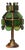 Brutalist Italian Green Dalle De Verre Glass Table Lamp in Brass and Oak, 1970s For Sale