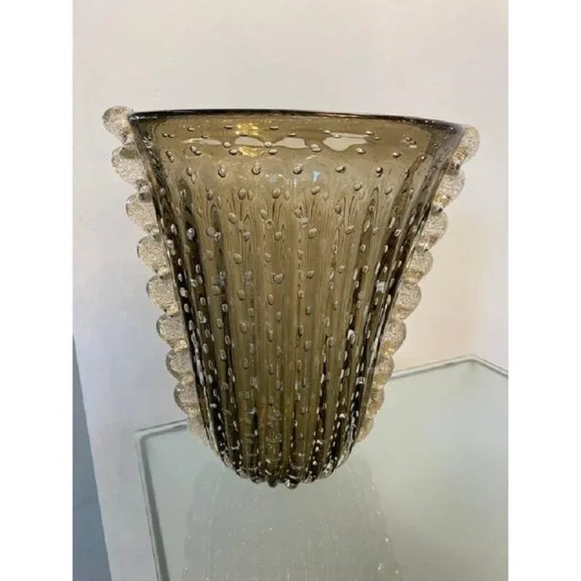 Impressive Handmade Multicolors Murano Glass Vase like venini ercole barovier style fume' color very rare and unique...