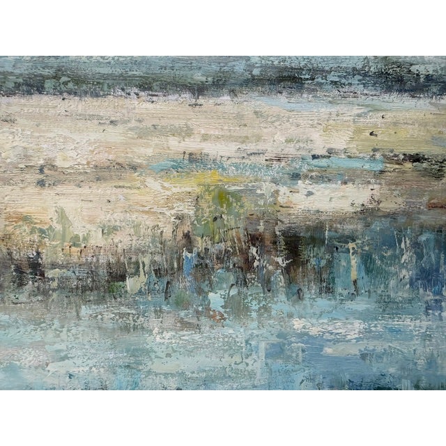 Neutral & Blue Coastal Wetlands Canvas - Original Acrylic Art For Sale In Atlanta - Image 6 of 9