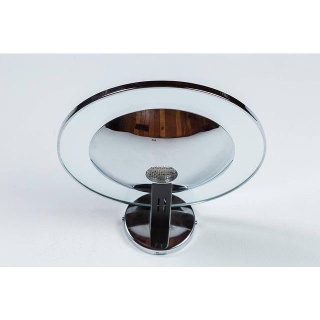 These are retro modern chrome and steel circular sconces by Estiluz Lighting of Spain made in 1995. These sleek,...