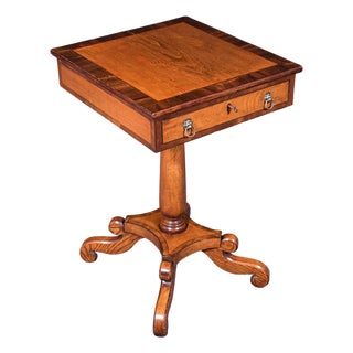 Vintage Regency Revival Side Table, English, Oak, Walnut, Accent, End, Art Deco For Sale