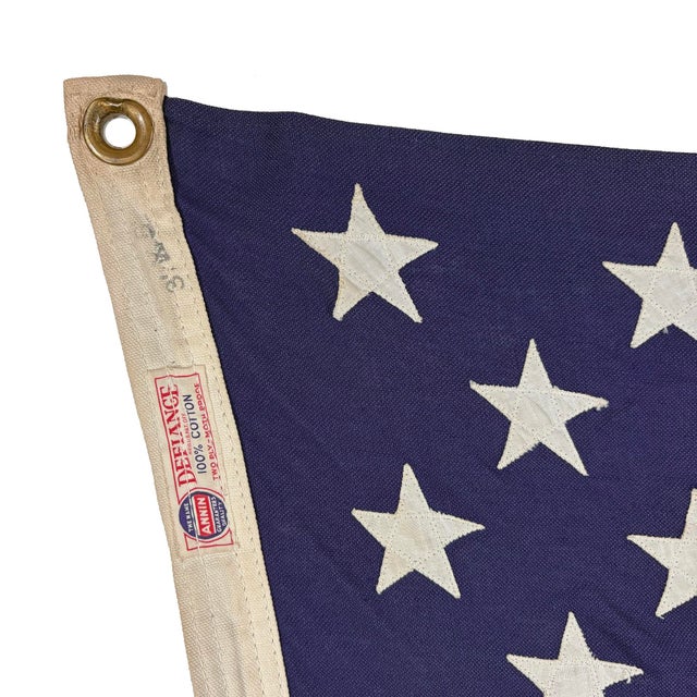 Vintage Cotton American Flag With Sewn Stars For Sale - Image 4 of 6