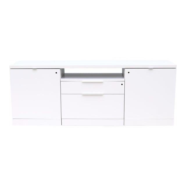 Modern Minimalist Knoll Reff Profiles Classic Credenza Sideboard in Bright White For Sale