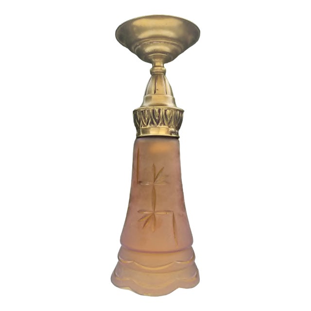 Art Deco Brass Ceiling Lamp, 1920s For Sale