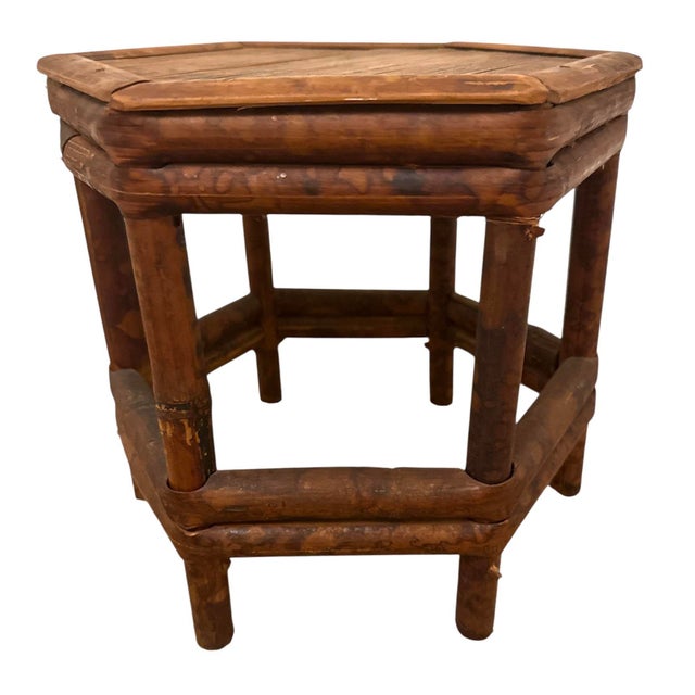 Hexagonal shaped rattan plant stand. Cute size, great as a little telephone table or drinks table or on a tabletop as a...