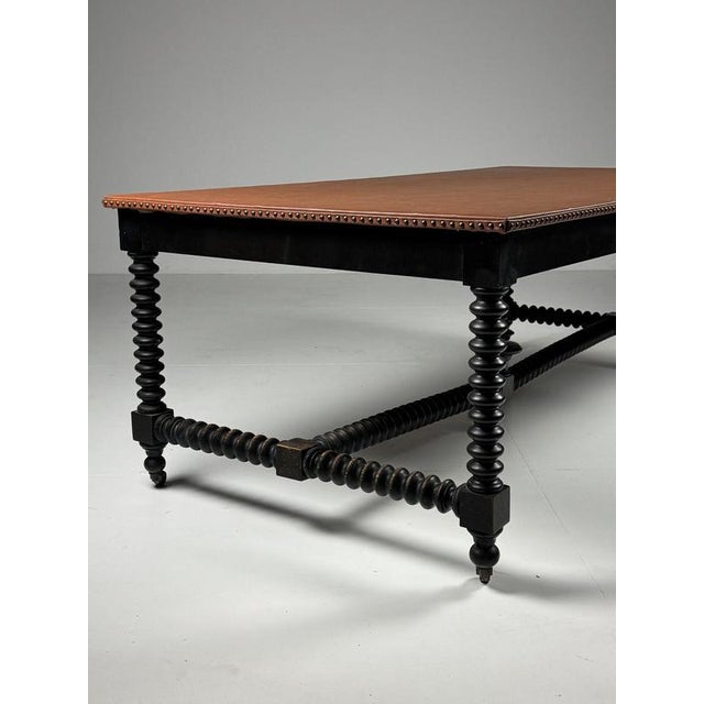 Wood Bobbin Workbench with Leather Top, 19th Century For Sale - Image 7 of 18