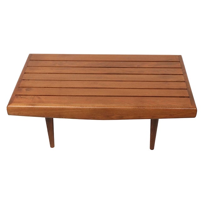 George Nelson Diminutive Mid Century Slat Bench Side Coffee Table Made in Yugoslavia C 1950/70's For Sale - Image 4 of 10