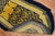 An early 20th century Tibetan horse cover textile rug in blue and yellow, circa 1900, measures: 2'1" x 4'9".