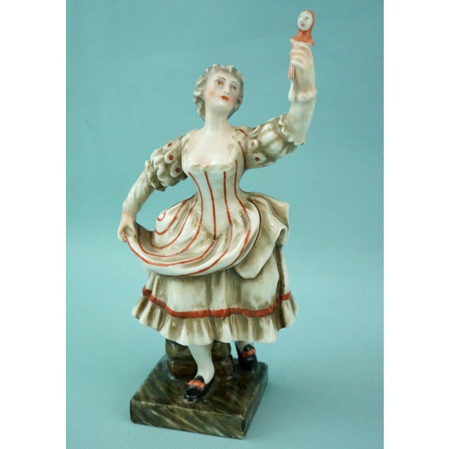 Ceramic 19th Century Rococo Porcelain Masks of Comedy Puppets by Ginori Doccia, Italy, Set of 2 For Sale - Image 7 of 18