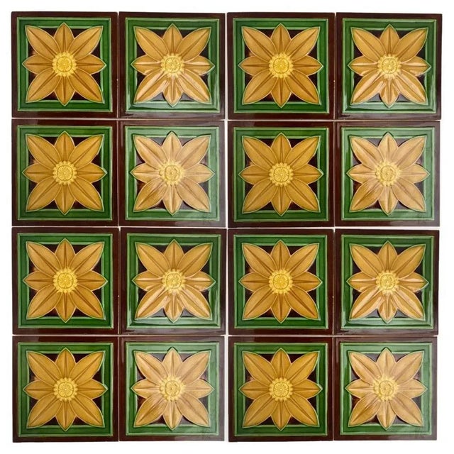 Art Deco Glazed Relief Tiles attributed to Gilliot, Hemiksem, 1920s For Sale - Image 12 of 12